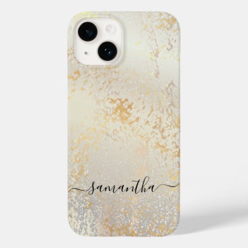 Silver gold glam monogram script Case_Mate iPhone 14 case