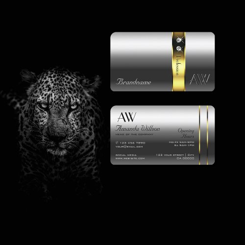 Silver Gold Glamour Jewels Initials Opening Hours  Business Card