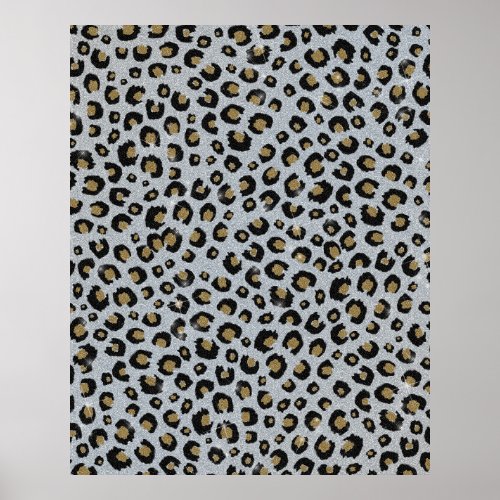 Silver Gold Glitter Black Leopard Print