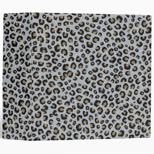 Silver Gold Glitter Black Leopard Print 3 Ring Binder