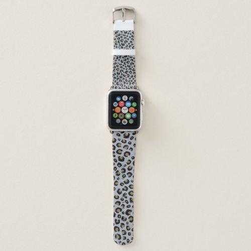 Silver Gold Glitter Black Leopard Print Apple Watch Band
