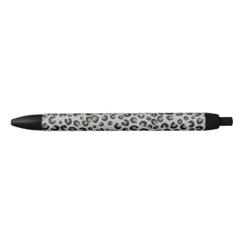 Silver Gold Glitter Black Leopard Print Black Ink Pen