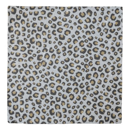 Silver Gold Glitter Black Leopard Print Duvet Cover