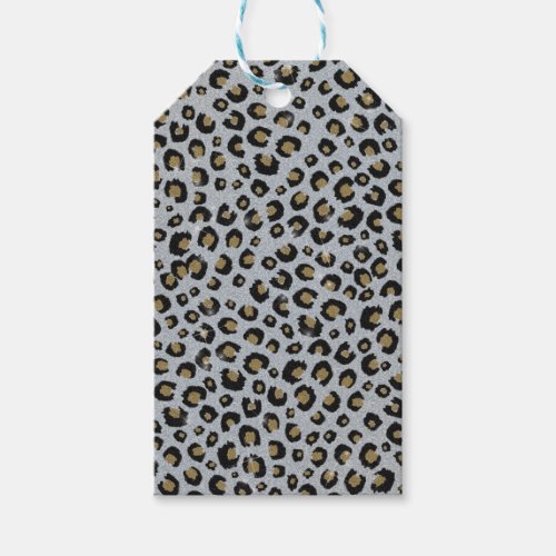 Silver Gold Glitter Black Leopard Print Gift Tags