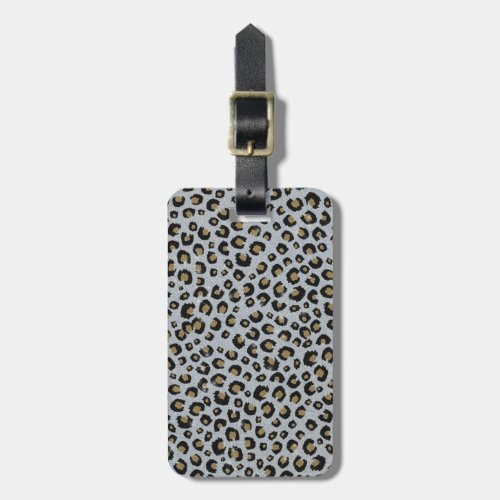 Silver Gold Glitter Black Leopard Print Luggage Tag