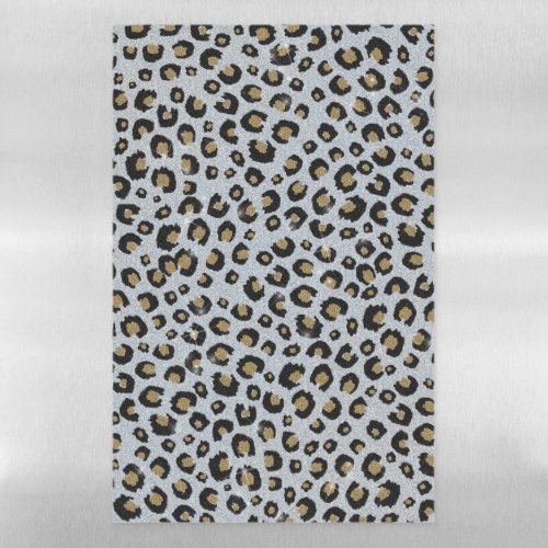 Silver Gold Glitter Black Leopard Print Magnetic Dry Erase Sheet