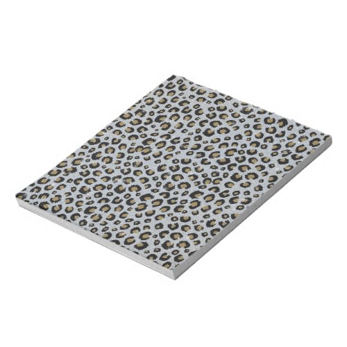 Silver Gold Glitter Black Leopard Print Notepad