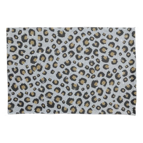 Silver Gold Glitter Black Leopard Print Pillow Case