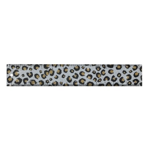 Silver Gold Glitter Black Leopard Print Ruler