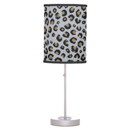 Silver Gold Glitter Black Leopard Print Table Lamp