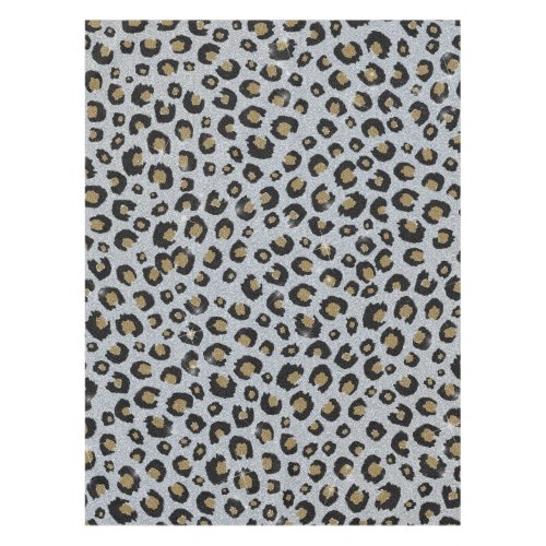 Silver Gold Glitter Black Leopard Print Tablecloth