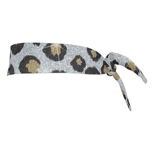 Silver Gold Glitter Black Leopard Print Tie Headband