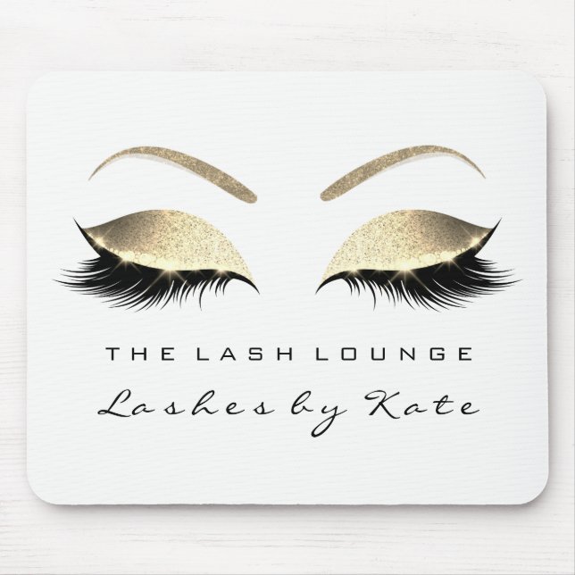 Silver Gold Glitter Branding Beauty Lashes White Mouse Pad (Front)