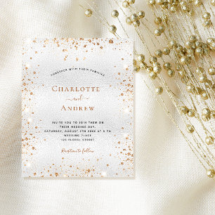 Silver gold glitter budget wedding invitation flyer