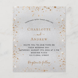 Silver Gold Glitter Budget Wedding Invitation Flyer 