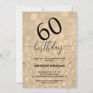 Silver Gold Glitter Calligraphy Birthday Invitation