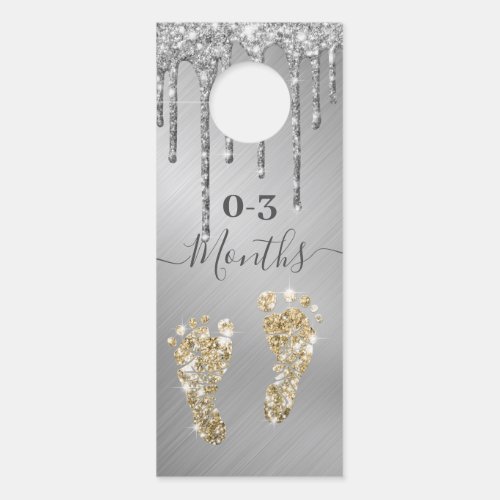 Silver Gold Glitter Drips Feet Baby Closet Divider Door Hanger