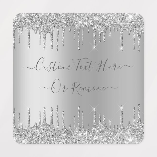 Silver Gold Glitter Metal Sparkle Drips Your Text Labels (Design 3)