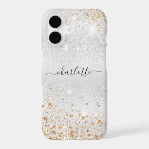 Silver gold glitter name iPhone 17 case