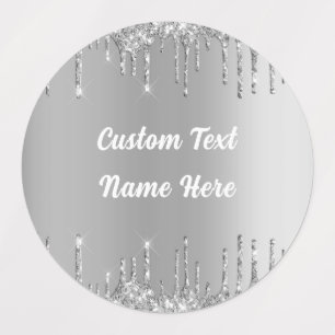 Silver Gold Glitter Sparkly Sticker Custom Text