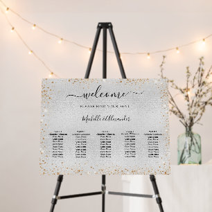 Silver gold glitter wedding dinner seating chart foam board
