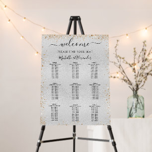 Silver gold glitter wedding dinner seating chart foam board