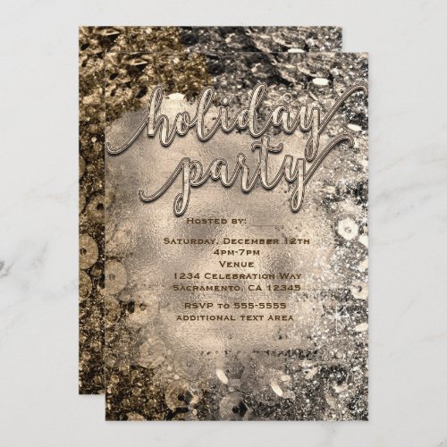 Silver  Gold Holiday Party Sequins Invitations