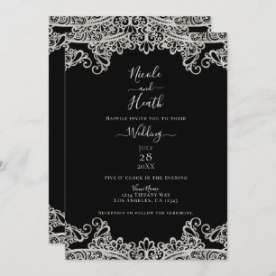 Silver & Gold Lace Elegant Wedding Invitation