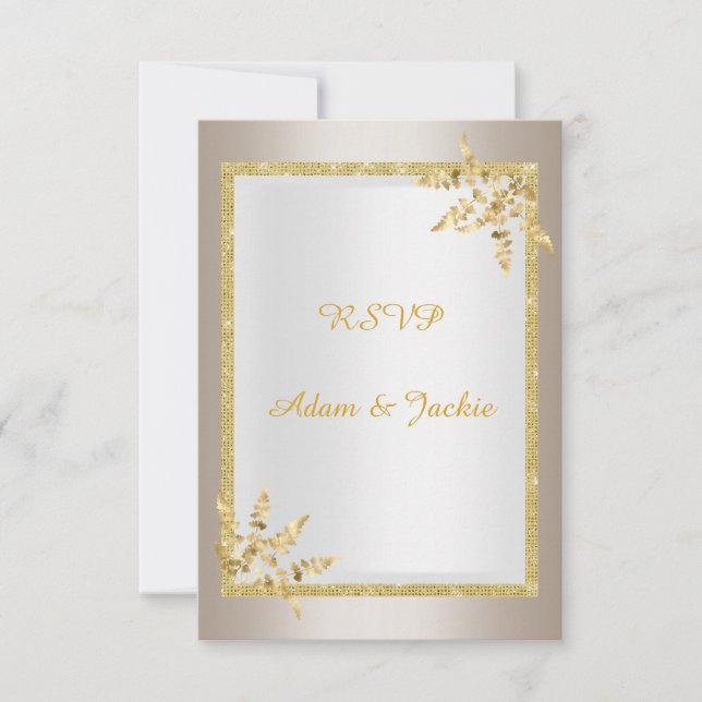 Silver gold leaf ELEGANT CLASSY rsvp Invitation (Front)