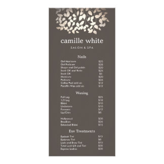Silver Gold Leaves Beauty Salon Price List Menu