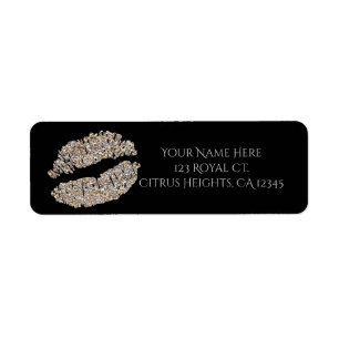 Silver Gold Lips Faux Sparkle Kiss Beauty Makeup Label