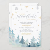 Silver & Gold, Little Snowflake Winter Baby Shower Invitation (Front/Back)