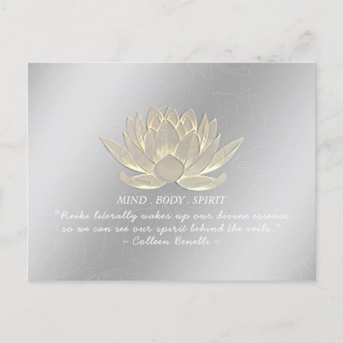 Silver Gold Lotus Yoga Meditation Instructor Quote Postcard