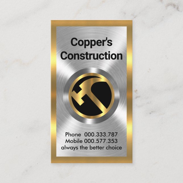 Silver Gold Metal Works Fabrication Business Card (Front)