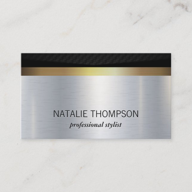 Silver Gold Metallic Background | Black Mesh Business Card (Front)
