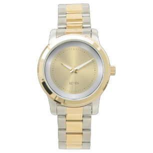 Silver & Gold Metallic Faux Stainless Steel Watch