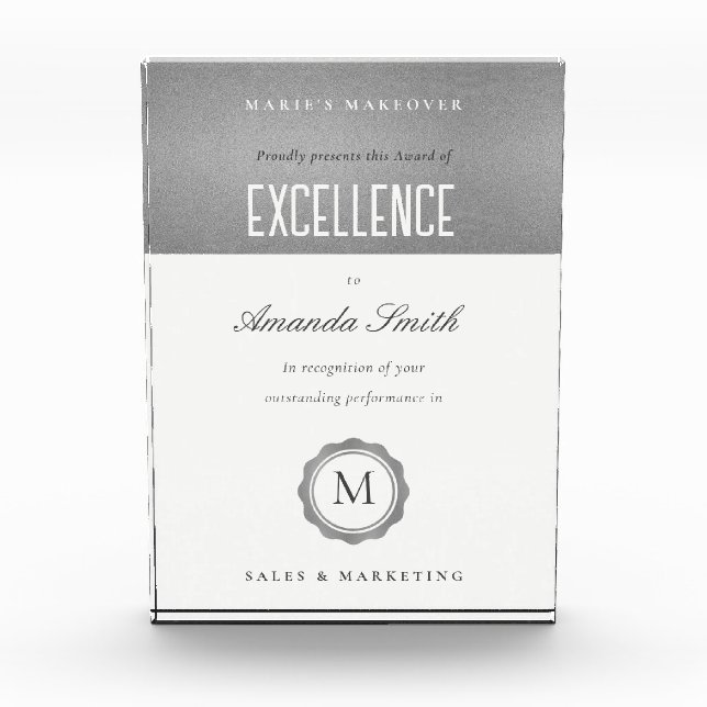 Silver Gold Minimal Logo Award of Excellence  (Front)