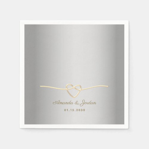 Silver Gold Monogram Wedding Napkins