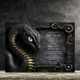 Silver Gold Mythical Snake Birthday Party Invitation