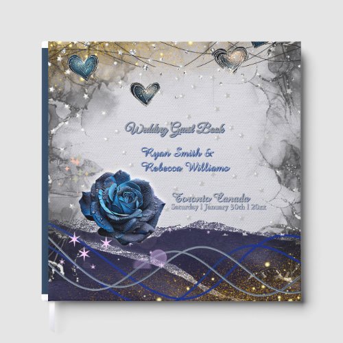 Silver Gold Navy Clear Acrylic Wedding Invitation Foil Guest Book