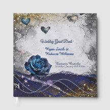 Silver Gold Navy Guest Book Wedding