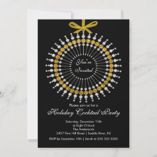 Silver & Gold Ornament Cocktail Christmas Party Invitation