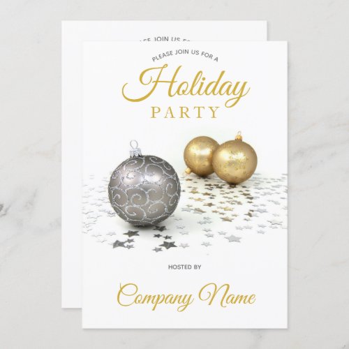 Silver Gold Ornament Star Corporate Holiday Party Invitation