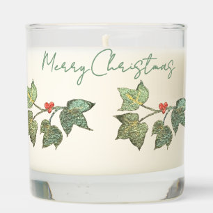 Silver, Gold & Pale Green Watercolor Ivy Message Scented Candle