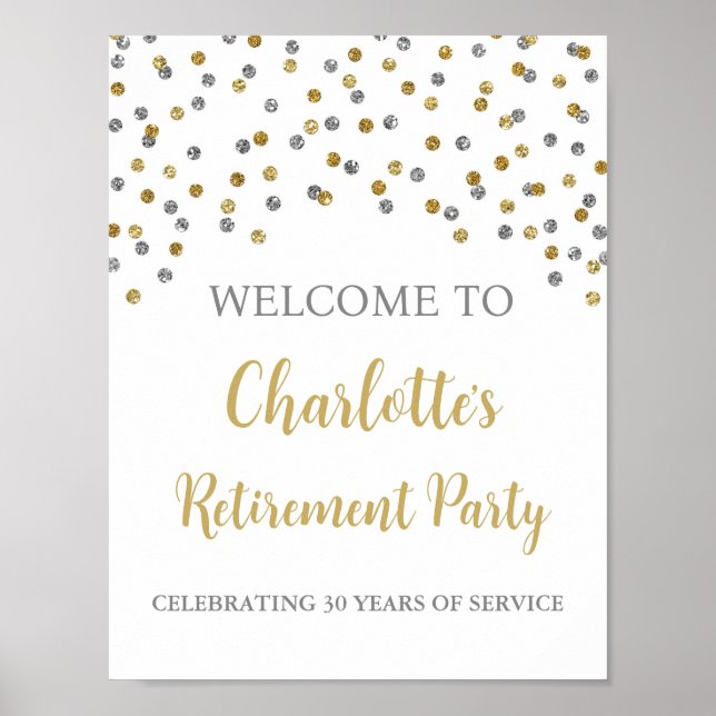 Silver Gold Retirement Party 8.5x11 Poster (Front)