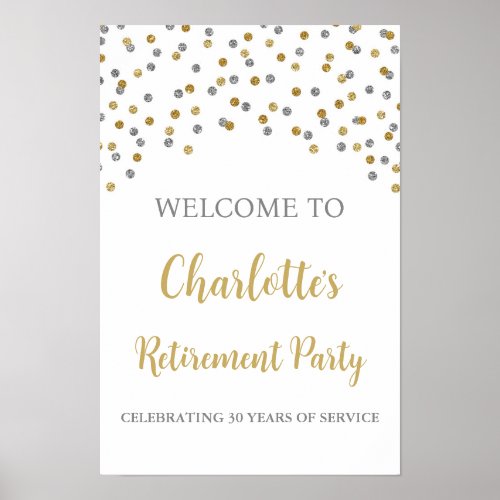 Silver Gold Retirement Party Custom 12x18 Poster