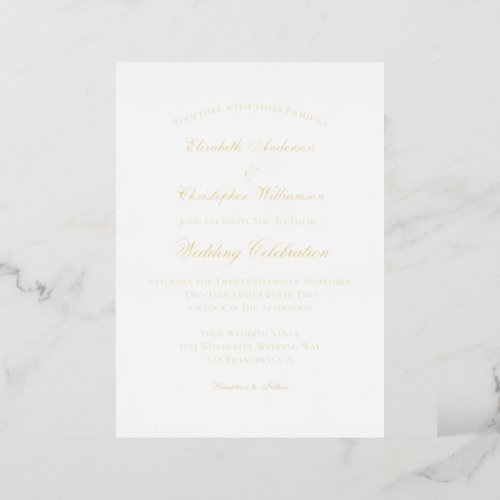 Silver Gold Rose Gold Foil Elegant Formal Wedding Foil Invitation