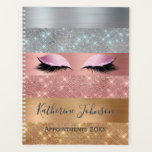 Silver Gold Rose Gold Glitter 2024 Beauty Salon Planner<br><div class="desc">Modern, glam, lashes makeup artist faux silver, gold and rose gold color glitter stripes beauty salon 2024 planner. This design features faux sparkle glitter stripes and brushed metal in silver, gold, and blush pink rose gold color glitter, eyelashes, name and second text template. The name is written with a beautiful...</div>