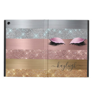 Silver Gold Rose Gold Glitter Beauty Eyelash Case For iPad Air
