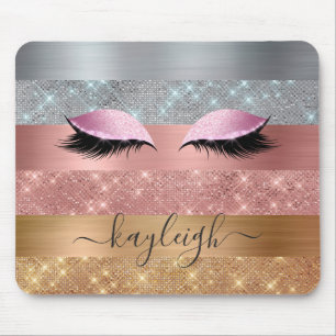 Silver Gold Rose Gold Glitter Beauty Eyelash Mouse Pad